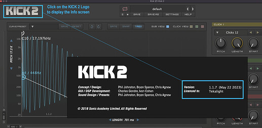 Checking KICK 2 version + Activation